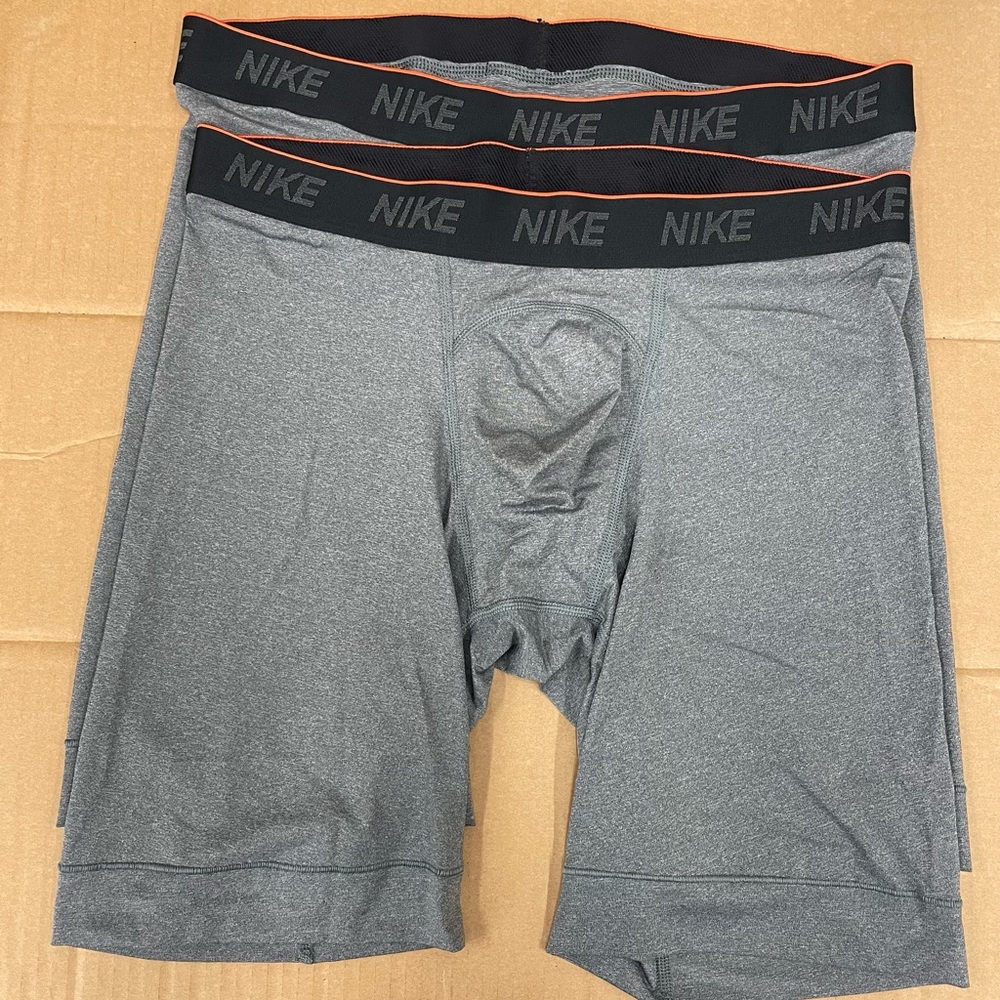 Nike boxer briefs 9” inseam size Large Heather Gray NWOT lot of 2